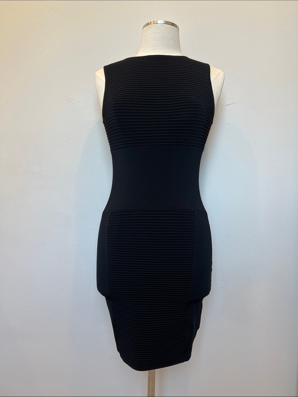 Guess by Marciano Black Ribbed Body Con Sheath Dress